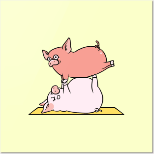 Acroyoga Pig Posters and Art